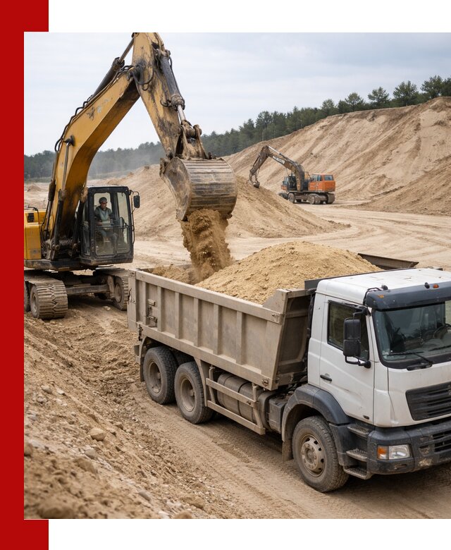 Доставка карьерного песка с самосвалами и разгрузкой в Тутаеве