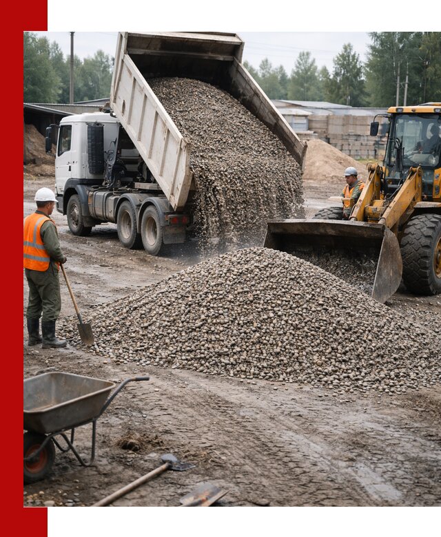 Мытый гравий с доставкой в Тутаеве от карьера до участка