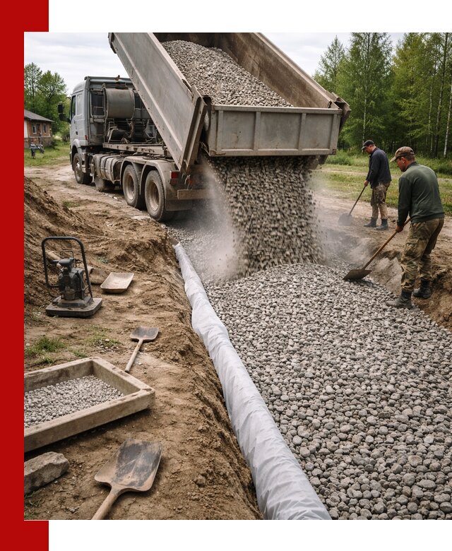 Гравий для дренажа с доставкой в Тутаеве качественный и недорогой