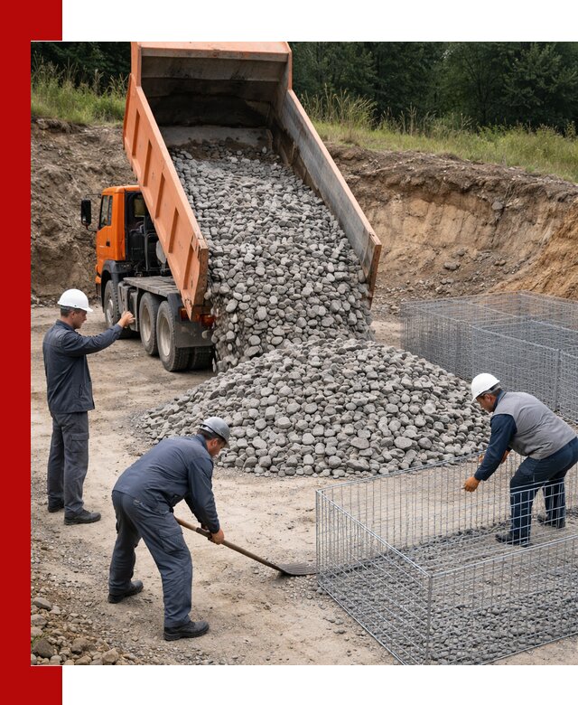 Камень для габионов с доставкой в Тутаеве быстро и надёжно