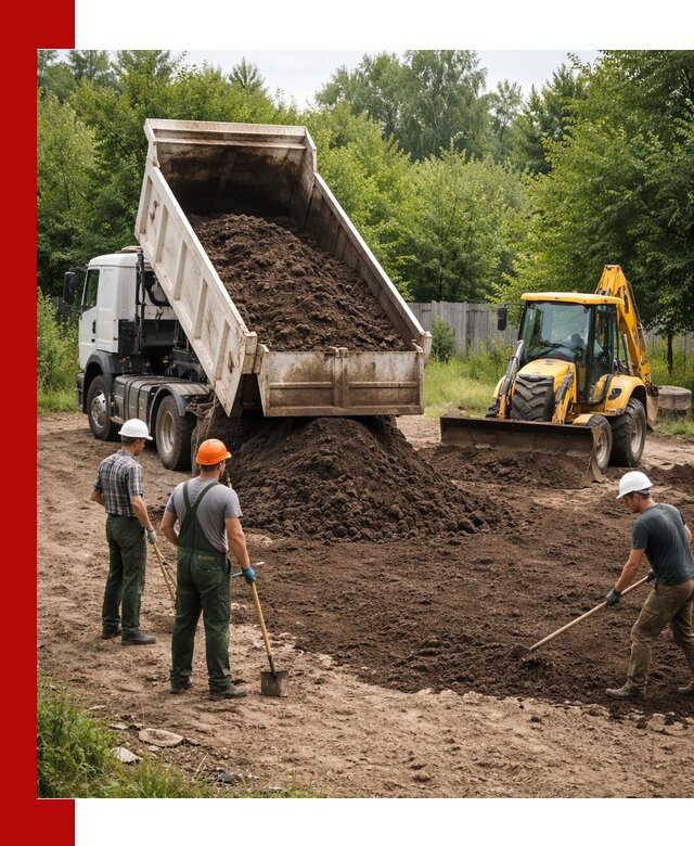 Доставка и укладка грунта для выравнивания участка в Тутаеве