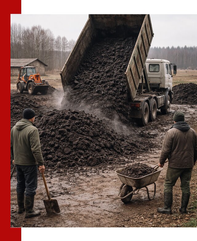 Доставка низинного торфа с разгрузкой и доставкой в Тутаеве